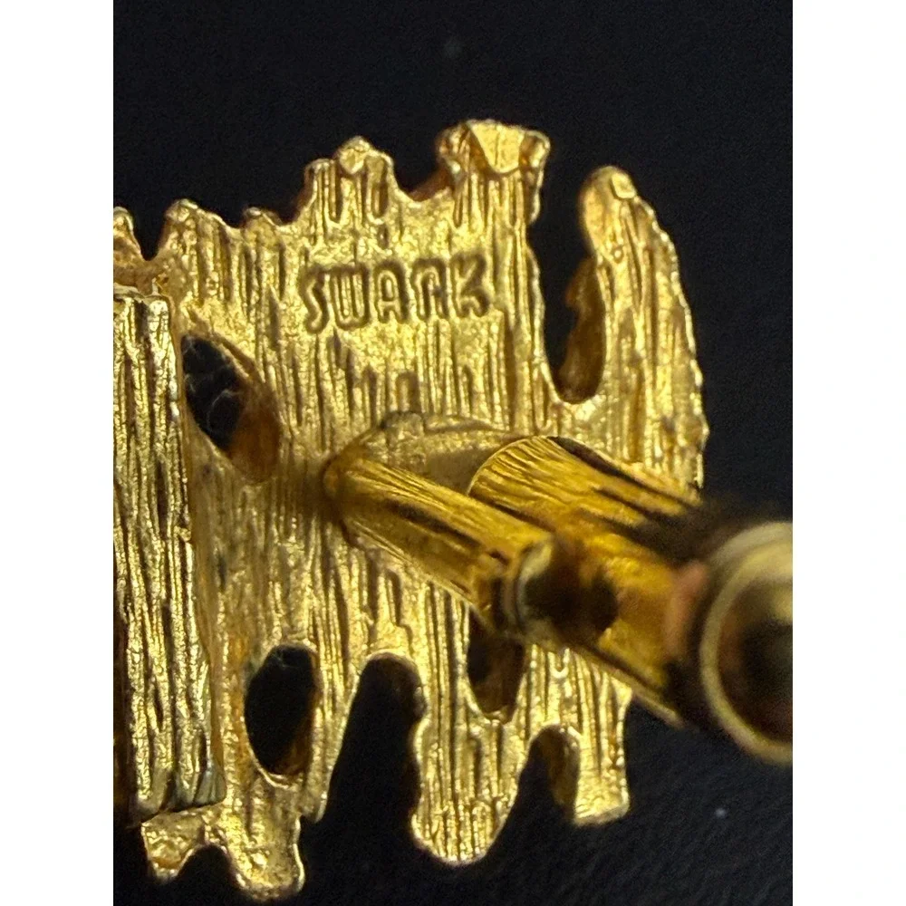 Vintage SWANK Brutalist Cufflinks Gold Tone Nugget